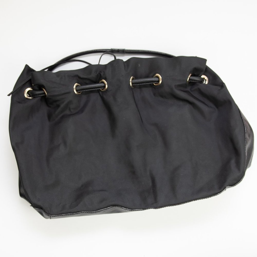Kate Spade Elsey Shoulder Bag Nylon Purse Leather Trim Drawstring Black - Picture 6 of 10